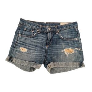 rag & bone Cuffed Hem Distressed Denim Jean Shorts Size 26 Women’s